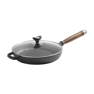 铁仕达28cm铸铁平底锅加厚生铁煎锅无涂层不粘锅煎蛋烙饼锅牛排锅