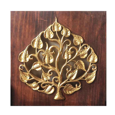 金箔菩提树电表箱遮挡画东南亚