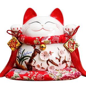 招财猫开业摆件日本发财猫陶瓷大号存钱储蓄罐店铺收银台创意礼品