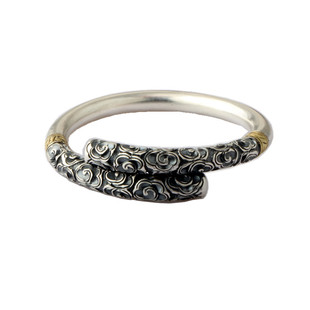 纯银金箍棒定海神针男女紧箍咒手镯手工祥云情侣手镯定海神针手镯