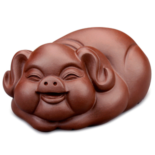 特价 创意紫砂茶宠生肖猪 茶玩纯手工可养茶台具盘宝道变色小摆件