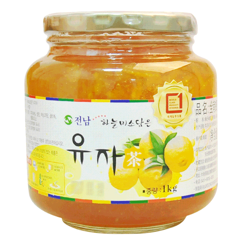 韩国原装进口全南蜂蜜柚子茶1kg 泡水喝的饮品水果茶蜜炼冲饮果酱-实得惠省钱快报