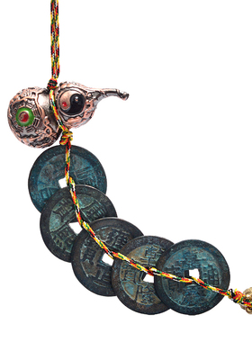 真品小号葫芦汽车钥匙扣五帝钱