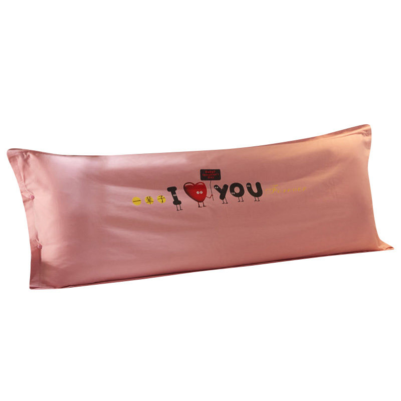 情侣100%纯棉双人枕套1.2 纯色全棉长款枕头套1.5米 婚庆韩式1.8