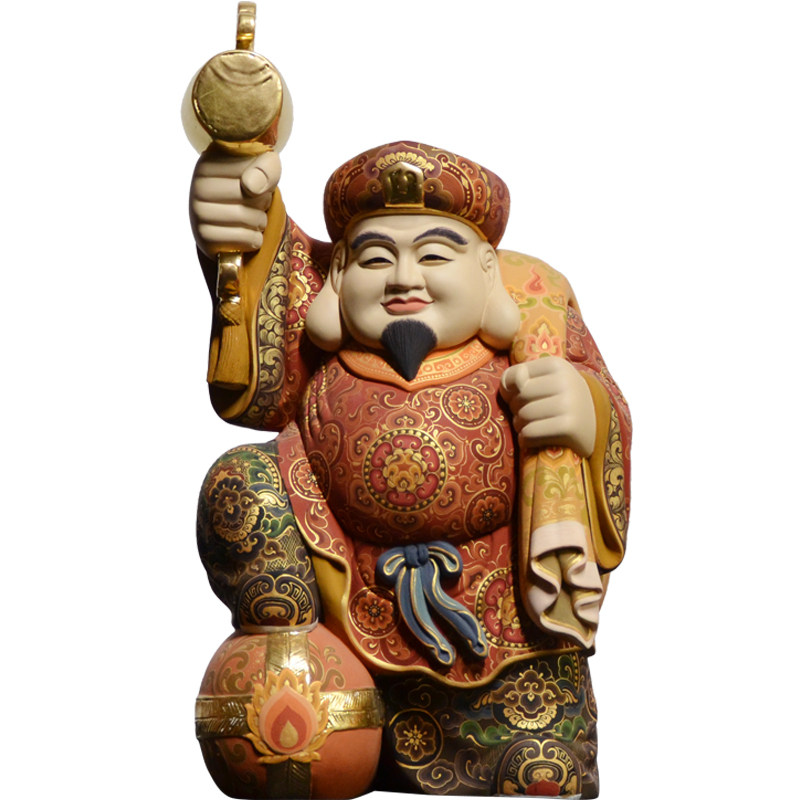 木雕大黑天财神像日本大黑天佛像家用居家定制 圣造