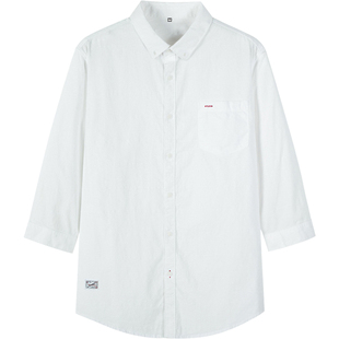 亚麻七分袖衬衫男纯棉休闲中袖痞帅发型师夏季衣服韩版修身潮衬衣
