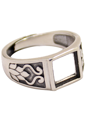 diy方形蜜蜡琥珀玉石戒指空托