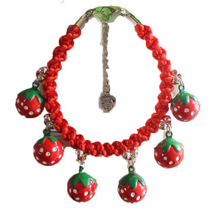 包邮宠物项链狗狗颈链草莓铃铛定制项圈可爱泰迪比熊猫饰品小型犬