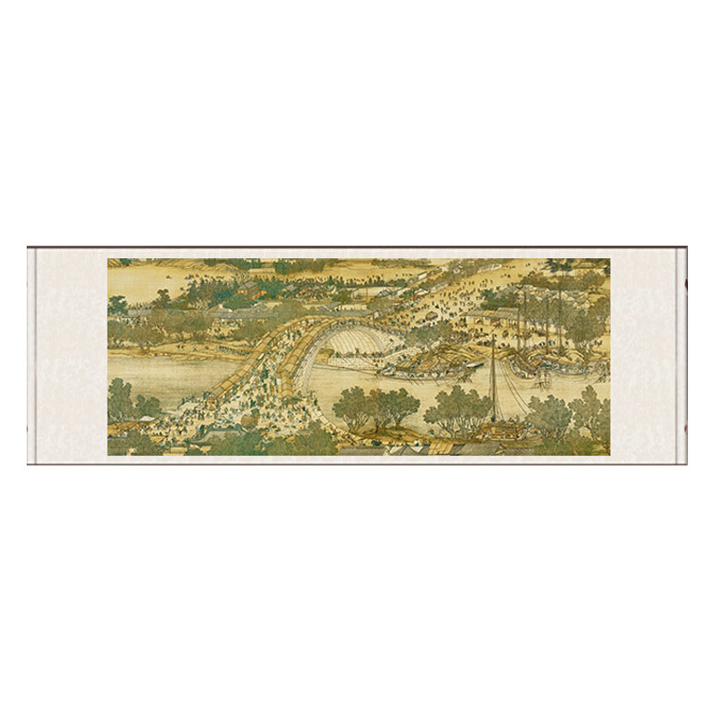 清明上河图书房办公室装饰丝绸画