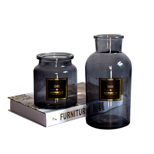 简约mini透明玻璃小花瓶矮款创意贴纸ins北欧大号水培flowerplus