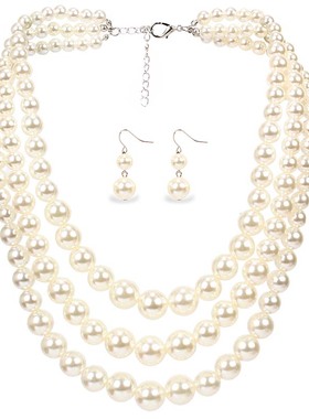 件套夸张复古礼服配饰珍珠项链