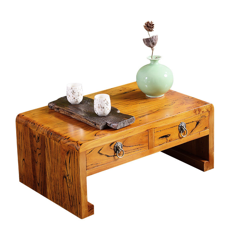 简约中式老榆木带抽屉茶桌实木小茶几飘窗桌子坑桌榻榻米桌子坑几
