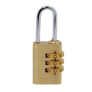 三环小密码锁防误改纯黄铜小挂锁迷你铜锁头旅行箱包健身房橱柜锁