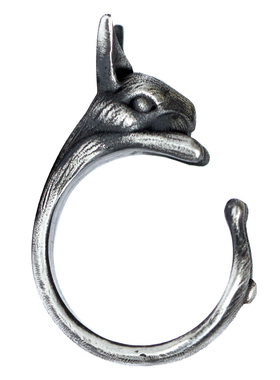 原创手工银饰兔子戒指开口