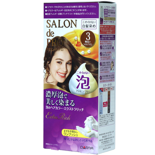 日本进口dariya salondepro泡泡染发剂膏不伤发纯植物白发亚麻色