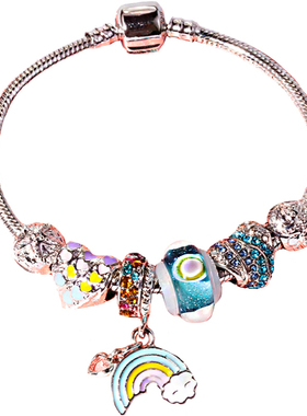 祥云彩虹爱心蛇骨链礼盒装琉璃珠