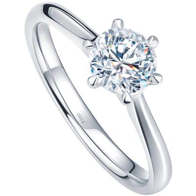 经典六爪六爪结婚钻石戒指订婚