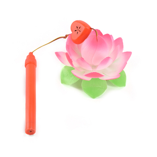 中秋节闪光荷花儿童玩具卡通手提灯笼发光小宫灯七彩花灯春节礼物