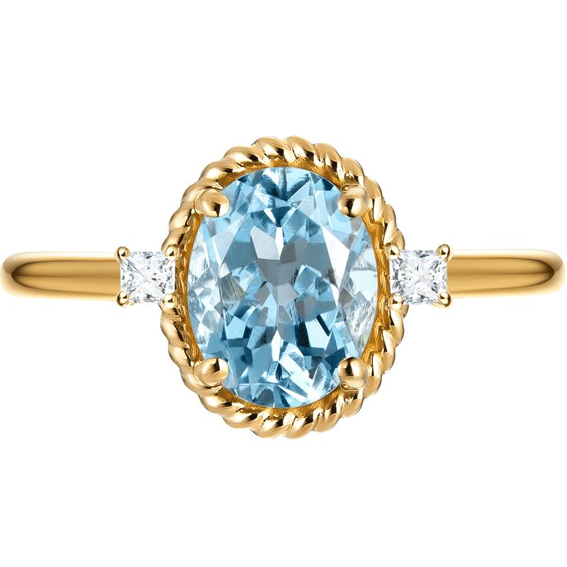 HIVENGI/海梵纪天然海蓝宝石戒指 18K黄金镶嵌彩宝钻戒女私人定制