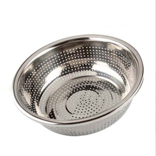 加厚大盆不锈钢漏盆圆形沥水盆淘米篮水果盆沥水盆淘米洗米洗菜盆