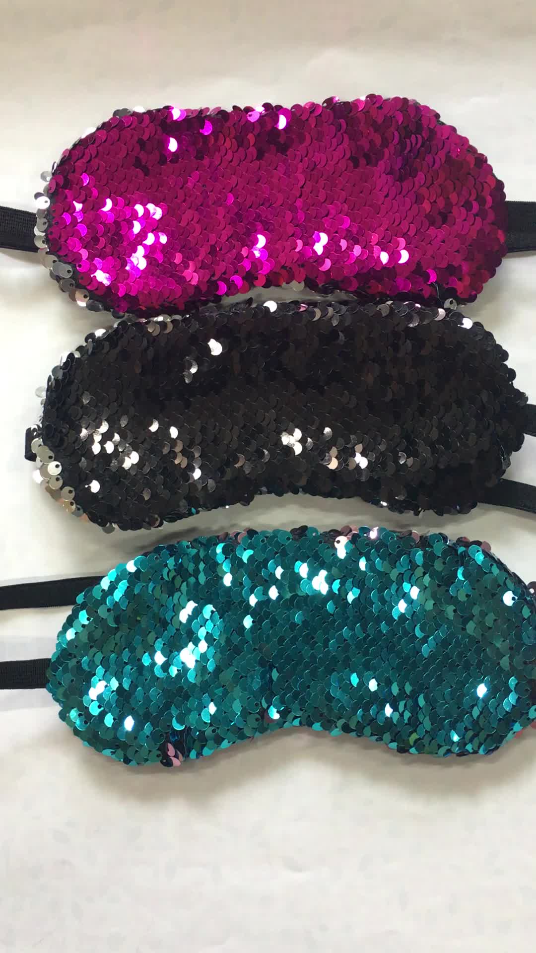 Fashion Colorful Sequin Kids Funny Sleep Eye Mask Travel Custom