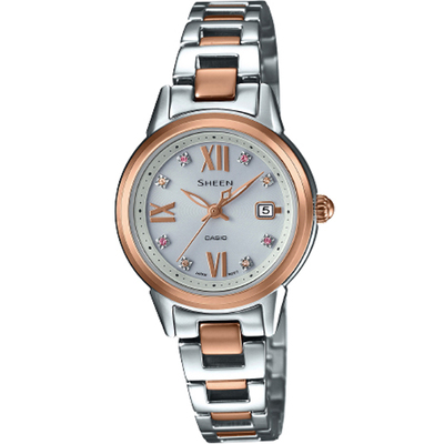 卡西欧光能蓝宝石女士防水石英表