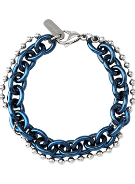 饰品嘻哈风撞色钛钢情侣手链