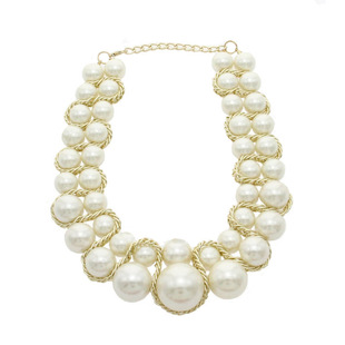 欧美夸张短款锁骨时尚超大珍珠项链 名媛毛衣链潮夜店项链饰品女