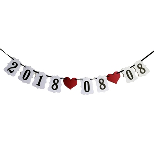 求婚拉条marryme装饰背景墙订婚场景布置彩旗拉花简单浪漫鱼尾旗