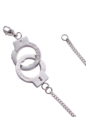 刻字母手铐情侣钛钢毛衣链