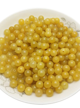 天然黄龙玉a货珠子老黄玉