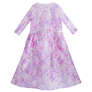 【5折】忆旧2025年夏季新款复古国风斜襟撞色宽松印花连衣裙女士