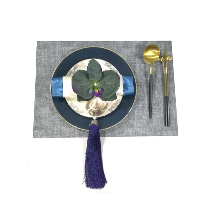 样板间蓝色金边禅意中式风餐具