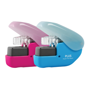 日本PLUS普乐士无针订书机SL-106/104空气压纹小型迷你学生用定书机无钉手握式订书器办公便携型压力装订器