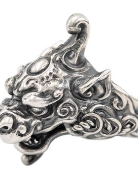 S925纯银貔貅戒指松岩原创设计