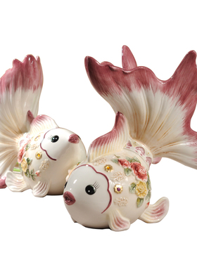 欧式风陶瓷订婚情侣玄关茶几摆件