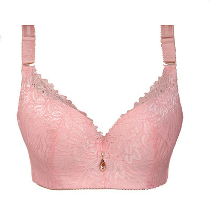 超大码文胸胖mm蕾丝传统式有钢圈女内衣聚拢调整型薄款全罩杯胸罩