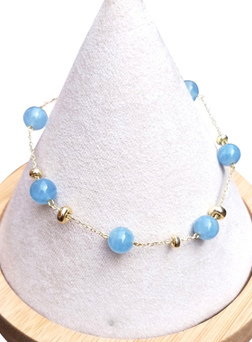 海蓝宝纯银碧玺草莓水晶手链