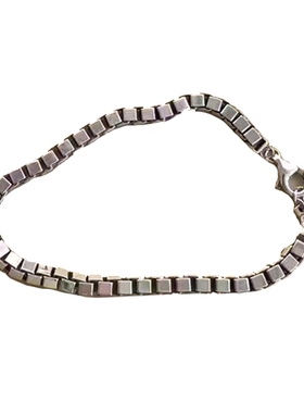 纯银盒子手链复古做旧情人节礼物