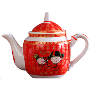 婚庆茶具相亲相爱红色茶壶结婚礼物创意茶杯冷水壶水杯礼品瓷套装