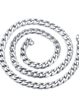 潮人项链钛钢简约古巴链嘻哈男士