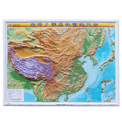 【大社正版】中国地图地形图优质3d立体凹凸1.1米x0.8米办公装饰 学生学习直观展示地理地貌星球地图出版社沙盘图立体地形图