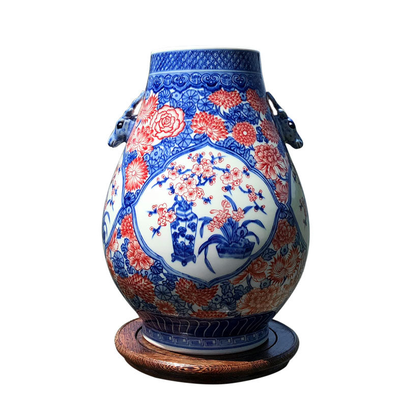 景德镇仿古手绘釉里红礼品陶瓷器
