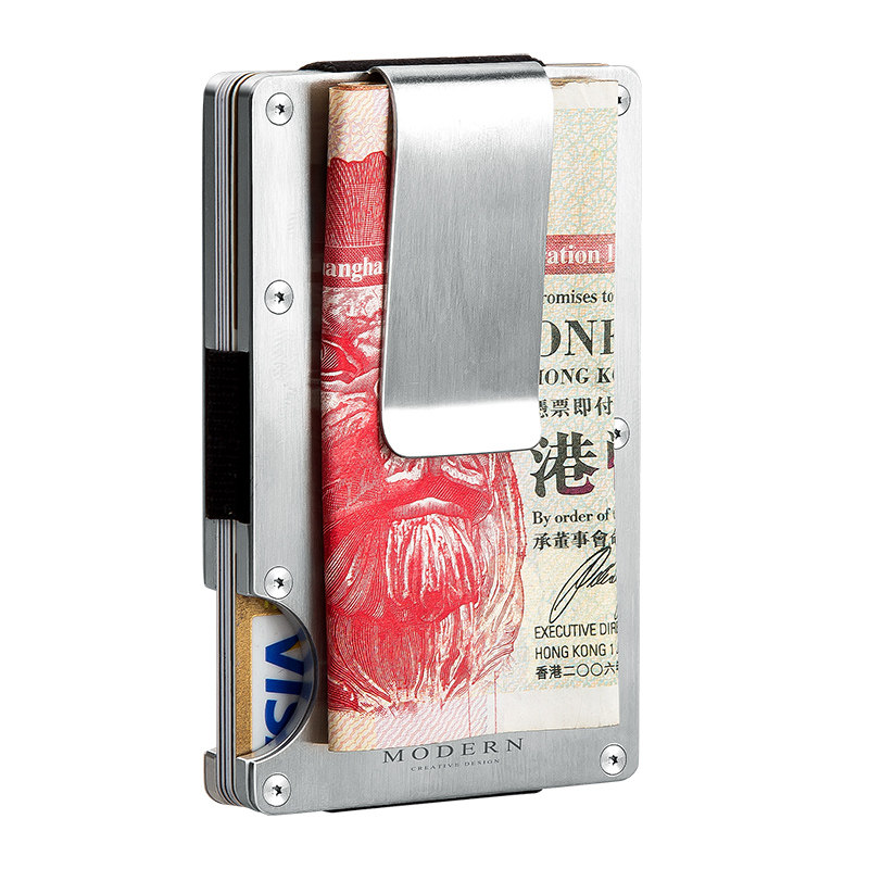 摩登MODERN防盗刷铝制卡包不锈钢信用卡夹 金属钱夹男女创意钱包