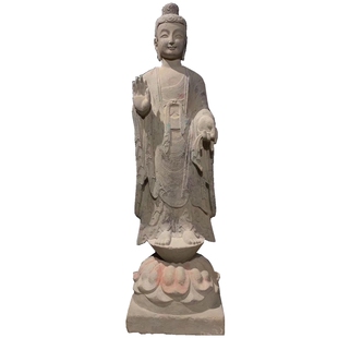 精品收藏仿古做旧青石佛人像北魏佛像庭院装饰寺庙供奉摆件站佛