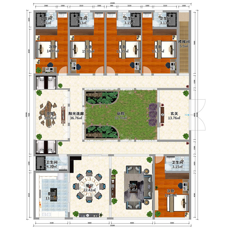 平面布局3DMAX效果施工图家公装房屋纯方案制作现代轻奢法式奶油