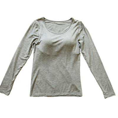 莫代尔带胸垫长袖t恤免文胸罩杯