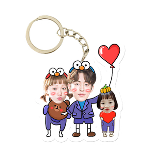 双面钥匙链扣圣诞订制张得美原创宝宝亲子情侣私人来图情人节礼物