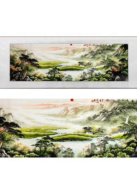 伊飞湘绣刺绣卷轴沙发装饰画礼品