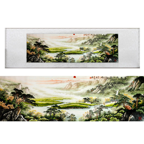 伊飞湘绣手工刺绣中国风卷轴客厅挂画家居沙发装饰画出国外事礼品